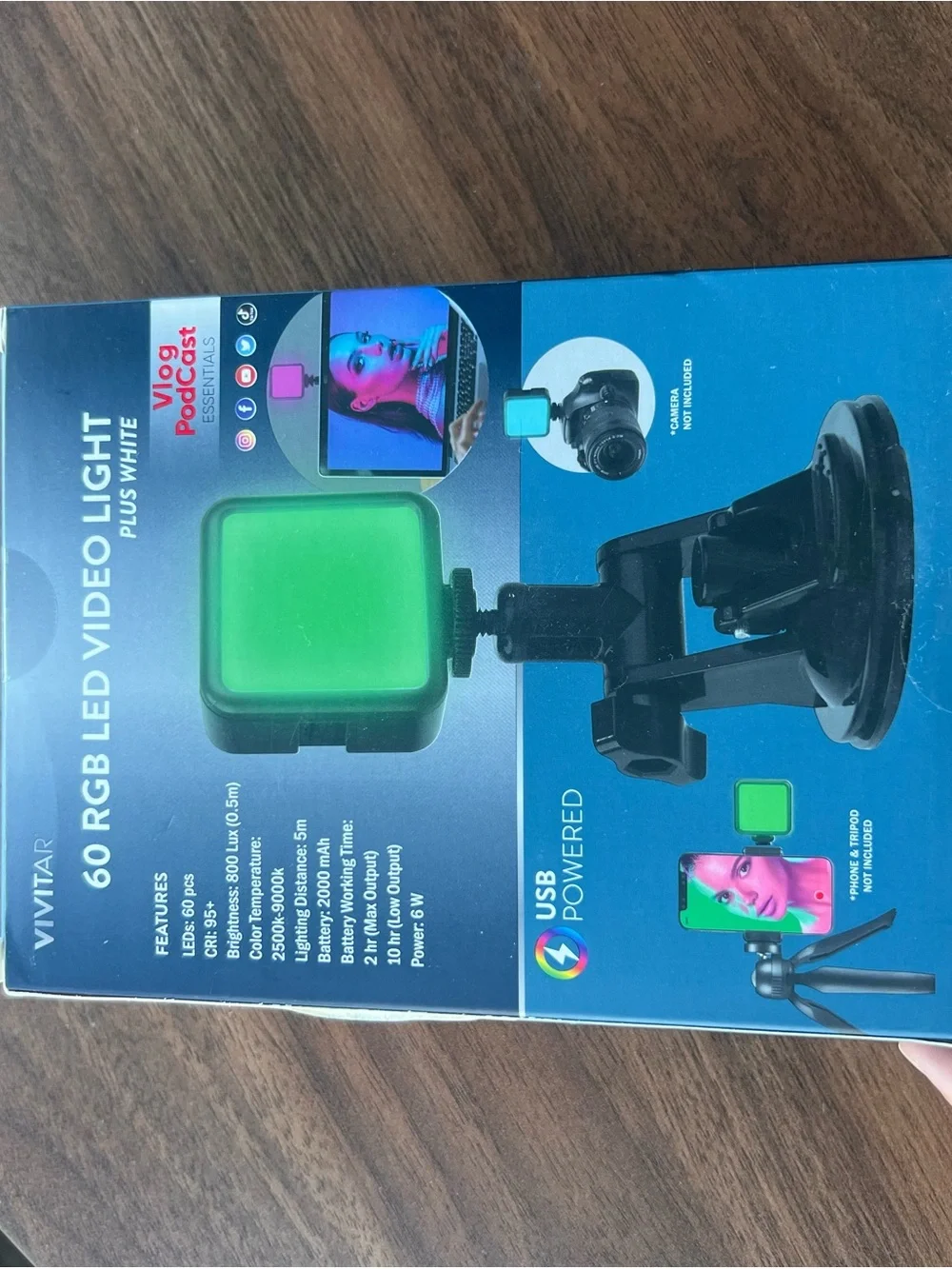 Vivitar RGB USB-Powered Video Light for Vlogging & Streaming